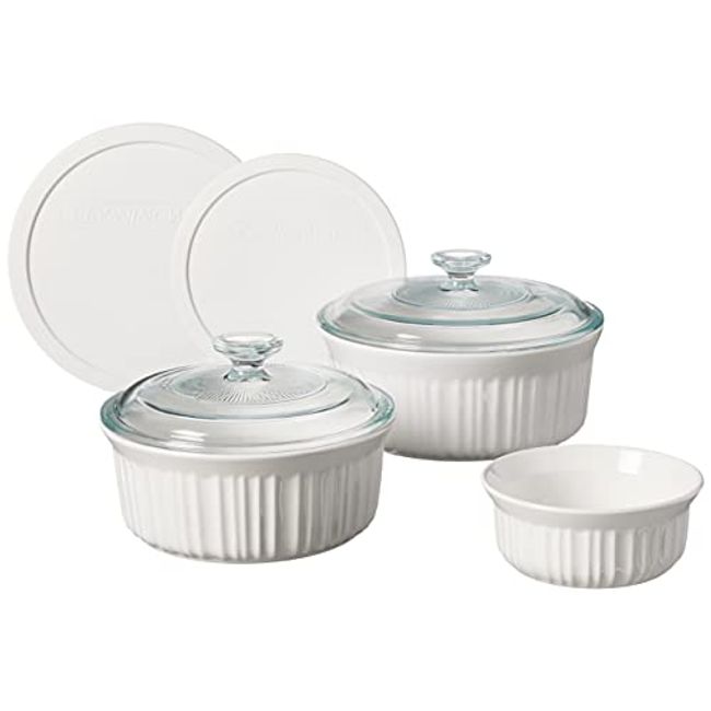 Corningware French White, round & Oval Casserole Dish Set, 8 Piece