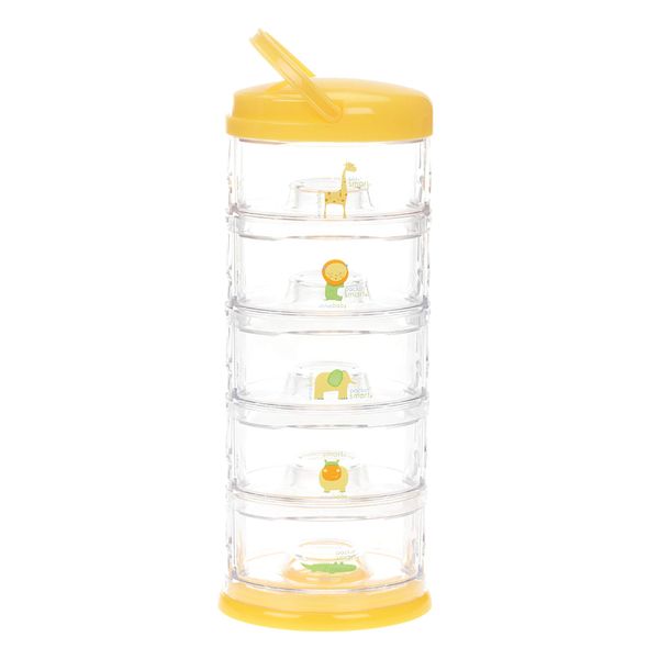 Innobaby Packin' Smart Stackable and Portable Storage System for Formula, Baby Snacks and More. 5 Stackable Cups in Mango Sorbet. BPA Free.