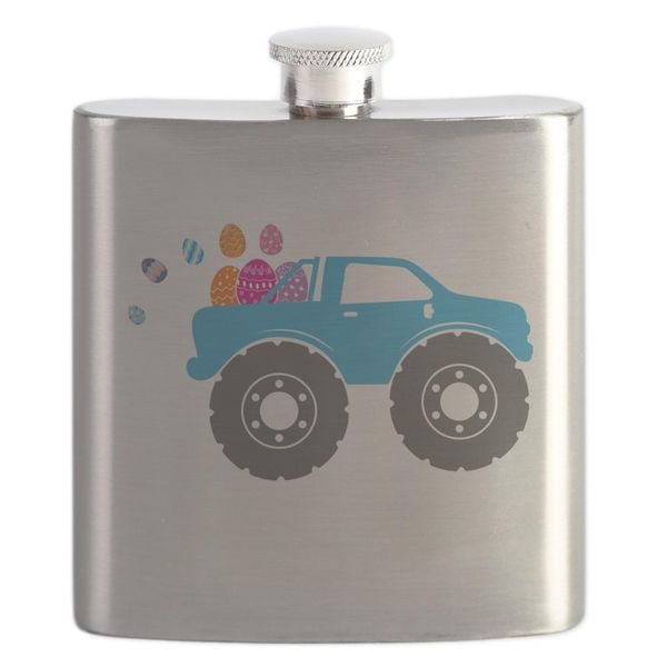 CafePress Cute Easter Egg Crusher Mons 7 oz Stainless Steel Drinking Flask
