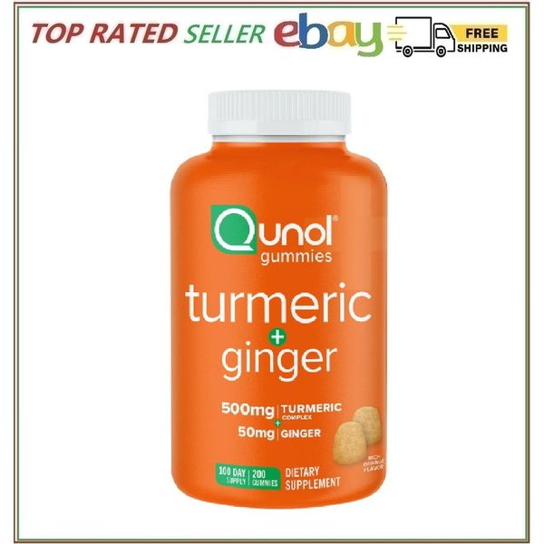 Qunol Turmeric Plus Ginger, 200 Gummies Creamy Orange