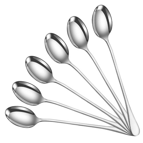 YSAMAX 20 cm Long Handle Latte Spoon Set of 6 Stainless Steel Spoon for Latte, Ice Cream, Sundae, Coffee Spoons Ideal for Home, Kitchen, Restaurant, Mixing, Luxurious Elegant Look, Ideal for Stirring