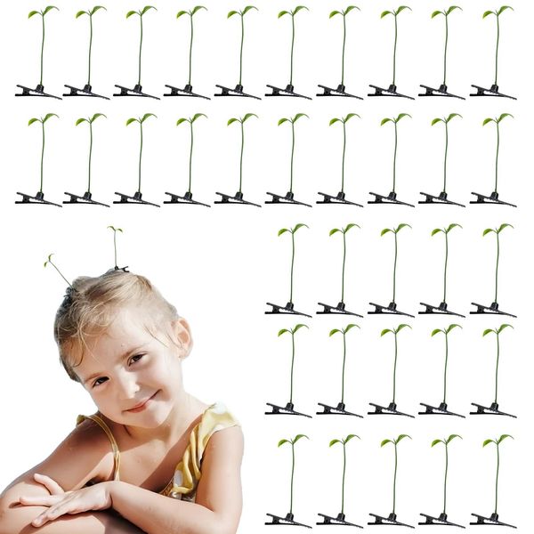 100Pcs Bean Sprout Hair Clip, Green Plant Hair Clips Funny Sprout Clips Pea Hairpin Little Grass Barrette Cute Grass Ornaments Hairpiece Festival Accessories Hair Clip for Girls(Bean Sprout)