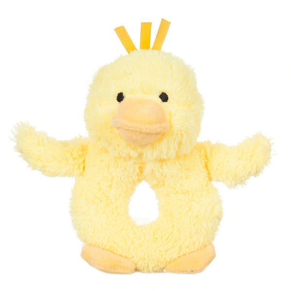 Apricot Lamb Baby Duck Soft Rattle Toy, Plush Stuffed Animal for Newborn Soft Over 0 Months (Duck, 6 Inches)