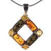 Baltic amber and sterling silver 925 diamond shape pendant (no chain)