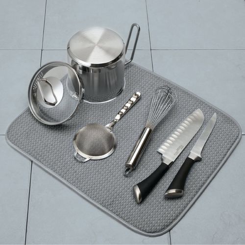 Norpro 18 by 16-Inch Microfiber Dish Drying Mat, Grey (359G), Pack of 1