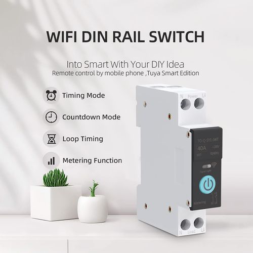 Smart WiFi Switch Home Circuit Breakers Mobile Phone Remote Control 3 Timing Modes for Household Appliances(40A)