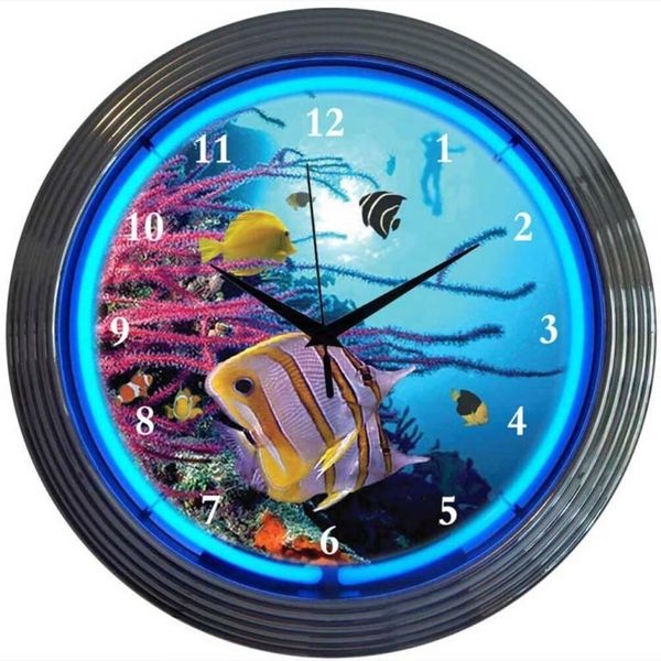 Aquarium Art Light 15" Wall Décor Neon Clock 8AQUAX