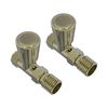 NRG Radiator Valves Straight Lockshield Valve Brushed Brass One Pair