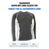 Sharkskin Rapid Dry Long Sleeve Top, Charcoal, 3X-Large