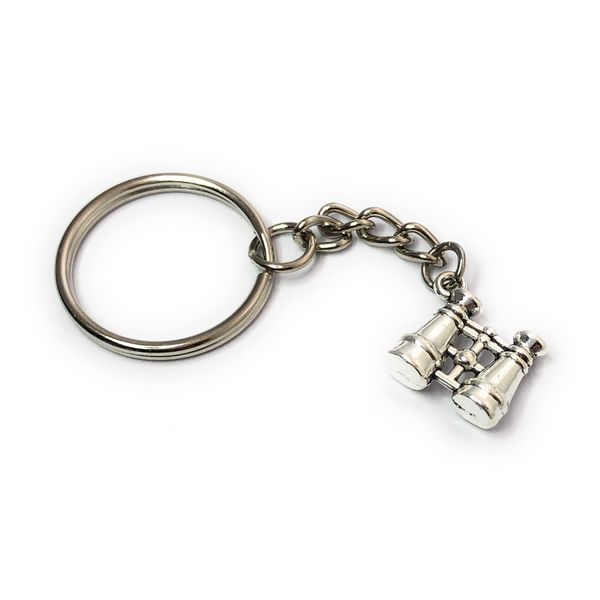 FizzyButton Gifts Binoculars Charm Keyring Key Ring with Silver Tone Keychain