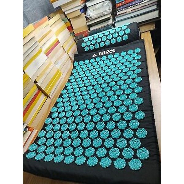 TUYOI Acupressure Mat and Pillow Set Back/Neck Pain Relief 100% Black with case