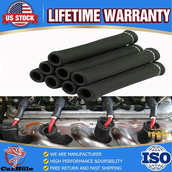 Spark Plug Wire Boots Protector Sleeve Heat Shield Cover For SBC BBC 2500° Black