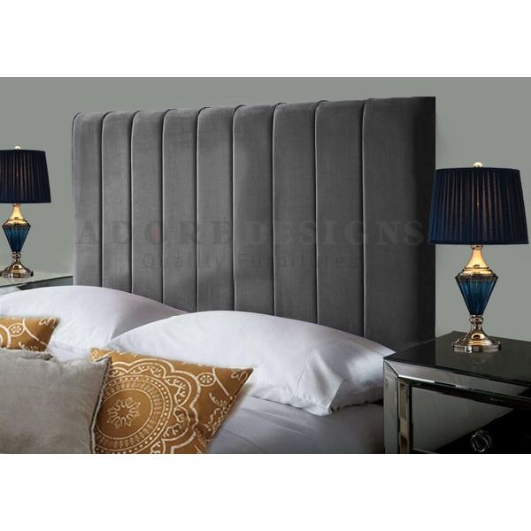 Serenity Headboards Divan Bed Headboard Elegant Portland Plush Velvet 24 inch Height Padded Lined Headboard (5ft Kingsize, Grey)