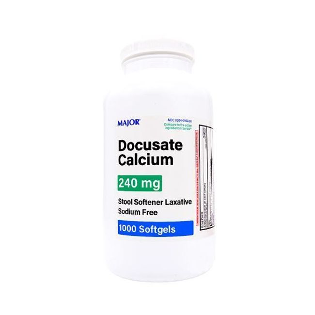 Major Docusate Calcium Stool Softener 240 mg - 1000 Softgels (Surfak)