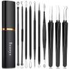 Boxoyx Pimple Popper Tool Kit - 10Pcs Blackhead Remover Comedone Extractor Tool Kit with Metal Case for Quick and Easy Removal of Pimples, Blackheads, Zit Removing, Forehead, Facial and Nose(Black)