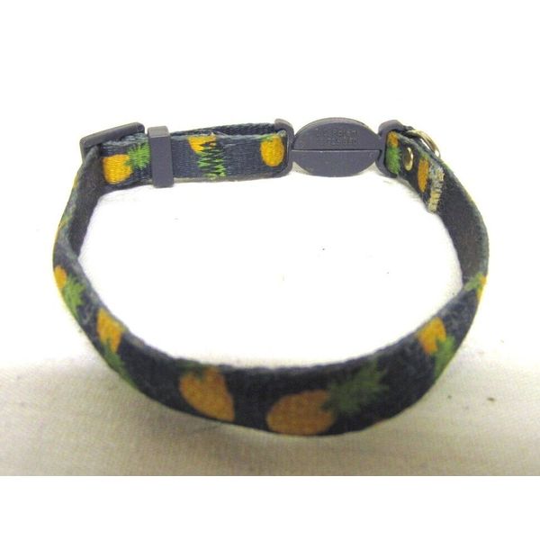 Cute Pet / Cat collar, dark blue with colorful pineapples, plastic clasp