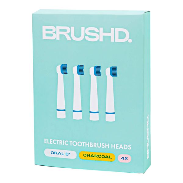 Brushd. Recyclable Toothbrush Heads Electric Toothbrush, Long Lasting Toothbrush Heads for Teeth Whitening, 4 Pack (Charcoal - Oral-B)