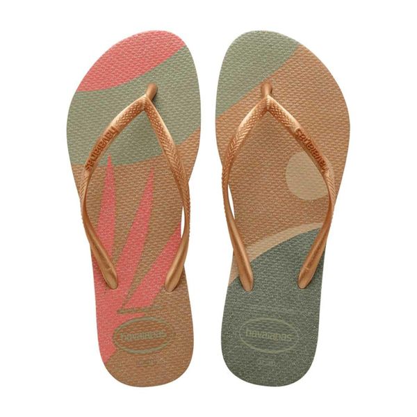 Havaianas Women's Slim Glitter Palette Flip Flops, Sand Grey Golden, 33/34 EU