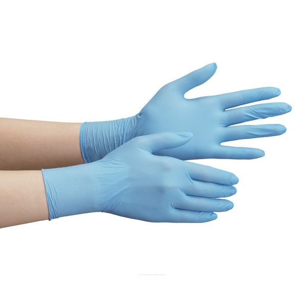 Midori Anzen Verte 710N Nitrile Gloves, Thin Type, Powder Free, Blue (100 Gloves)