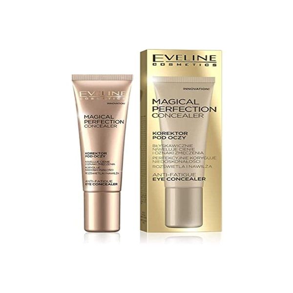 Eveline Cosmetics Magic Perfection Concealer - Medium, 15 ml, Anti-Fatigue & Flaw Corrector with Hyaluronic Acid, Vitamin E, Peptides & Matcha Green Tea