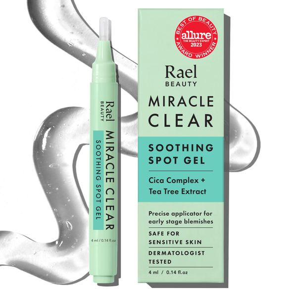 Rael Miracle Clear Soothing Spot Gel Pen - Korean Skincare, For Early Stage Acne Pimples Spot Treatment, with Succinic Acid, Tea Tree and Cica, Vegan, Cruelty Free (4 ml)