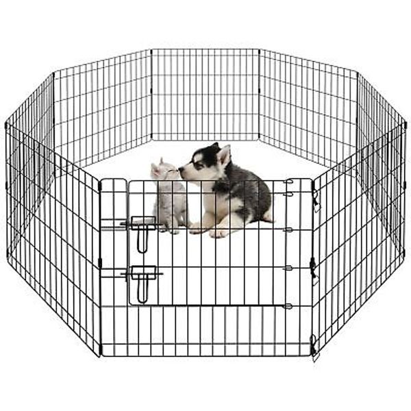 Dog Pen Pet Playpen Foldable Metal Wire Indoor Outdoor Exercise Fence 8 Panels