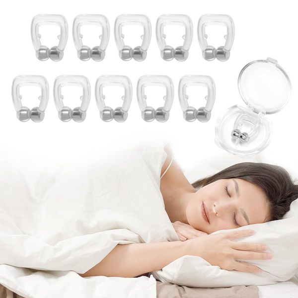 ZJIVQO 10pcs Magnetic Anti Snore Nose Clip Silicone Anti Snore Devices with Box Reusable Anti Snoring Stopper for Removal of Noise While Sleeping Comfortable Sleep Better Breathing