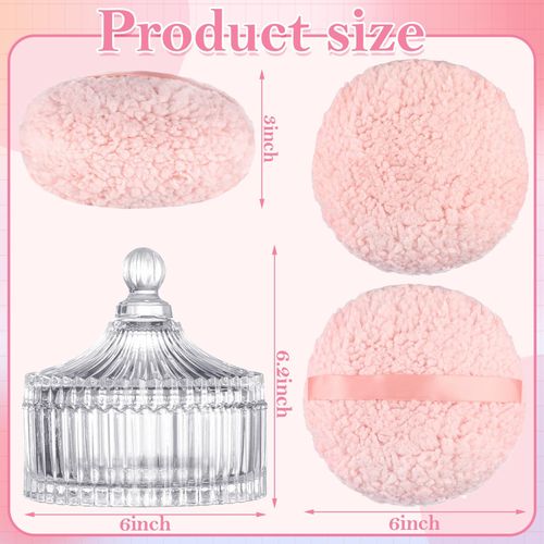 Extra Large Body Powder Puff and Container, 6 Inch Oversize Dust Powder Puff for Baby Women Dusting Powder
