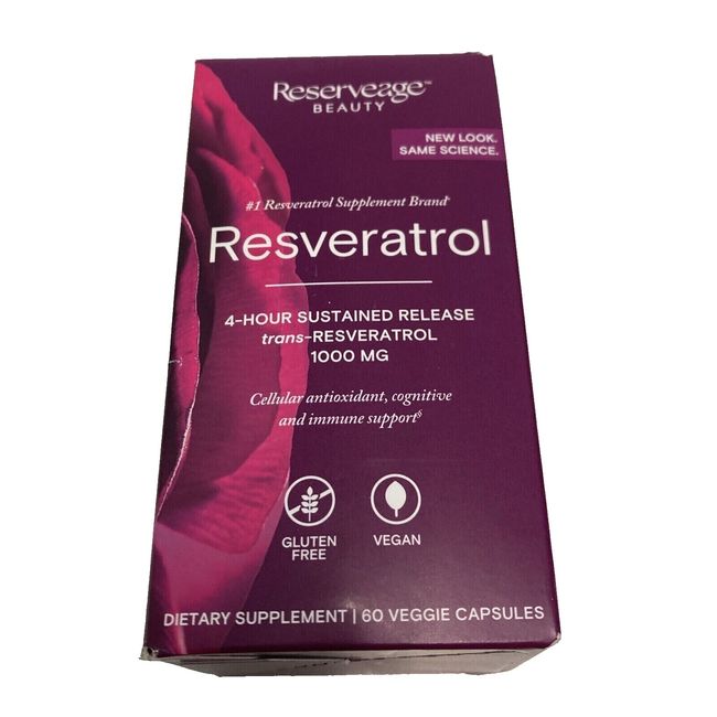 Reserveage Resveratrol 1000mg Immune Support 60ct Exp 09/2026