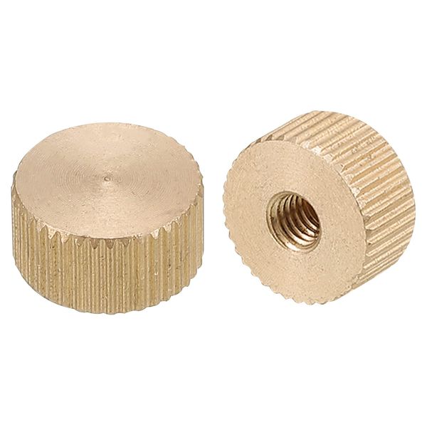 uxcell Knurling Knob Nut M4 x D12 mm x H6 mm Brass Knurling Nut Flat Head Blind Hole Lock Adjustment Nut for 3D Printer Parts 2pcs