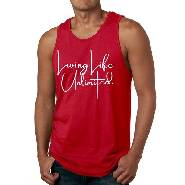 Mens Fitness Tank Top Graphic T-shirt Living Life Unlimited - Red / M