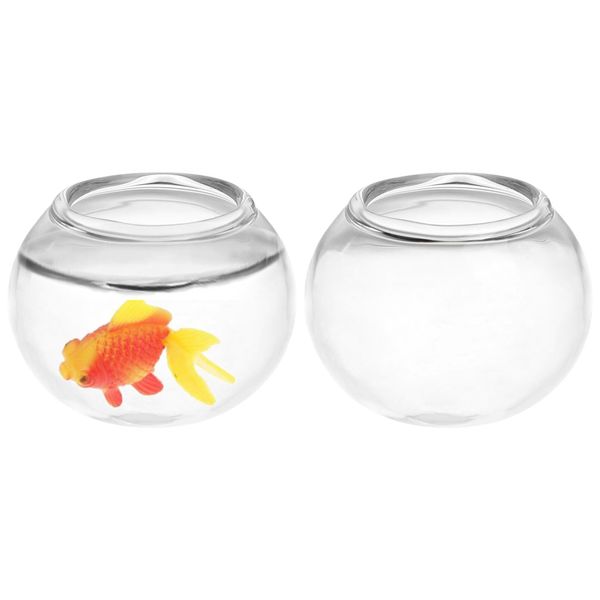 NUOBESTY 2Pcs Miniature Fish Bowls Dollhouse Empty Goldfish Fish Bowl Glass 1:12 Dollhouse Fish Tank for Dollhouse Desktop Ornaments