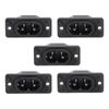 sourcing map C8 Panel Mount Plug Adapter 250V AC 2.5A 2Pins IEC Inlet Module Plug Power Socket Straight Pack of 5