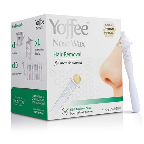 Yoffee Original Nose Wax Kit, Nose Hair Removal Set, for Men and Women, Organic Beeswax, Nose Wax Set with 10 Recyclable Applicators, Paraben-Free, 60 g, Made in Spain