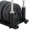 Yaheetech Horizontal Barbell Bumper Plate Rack Holder Olympic Bar Storage Rack with Handle and Wheels,Black