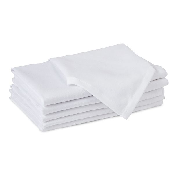 Encasa Homes Dining Table Napkins Set of 6 Large 43 x 43 cm (17 x 17 inch) - White - Absorbent Heavy Cotton Party Fabric Machine Washable for Home Restaurant Banquet and Hotel.