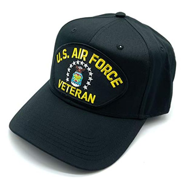 Infinite Hats US Air Force Veteran Patch Adjustable Baseball Cap (Black)