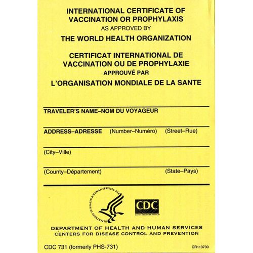 International Certificate of Vaccination with Vinyl Cover
