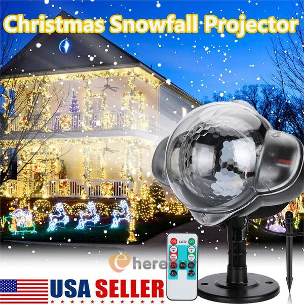 Christmas Snowflake Projector Outdoor LED Moving Snowfall Laser Light Landscape