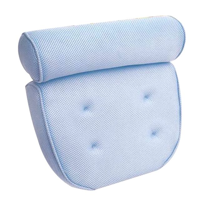 Quick Dry Bath Pillow With Head/Neck and Back Support. Good for Hot Tub or Bathtub or Spa. Waterproof With 4 Built In Suction Cups - Easy to Clean Cushion with Quick Dry 3D Mesh.