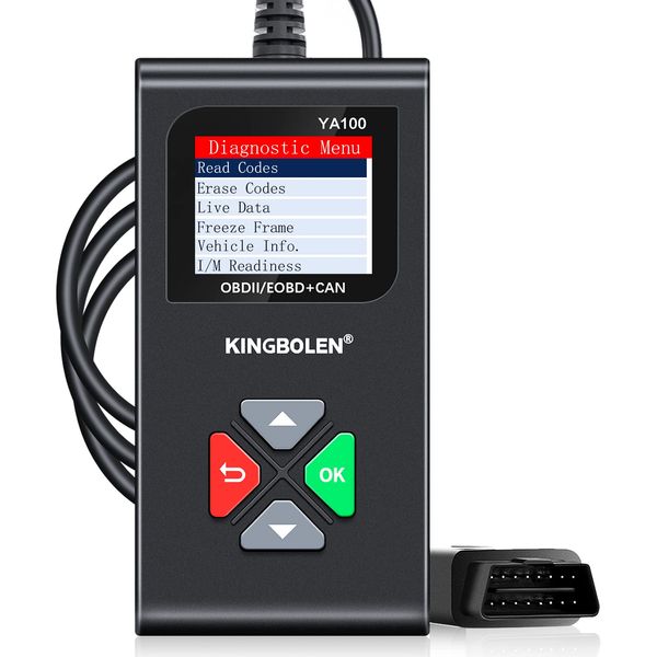 KINGBOLEN OBD2 Code Reader YA100,Universal Car Diagnostic Tool Engine Fault Code Reader & Check Engine Light with Full OBD2 Functions,I/M Readiness Smog Check CAN OBD2 Diagnostic Scan Tool