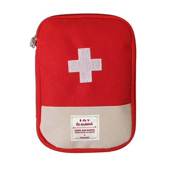 EQLEF Travel First Aid Kit First Aid Bag Empty Mini Medicine Storage Bag First Aid Pouch Small Medical Bag for Car Hiking Camping Outdoor Activities (Red)