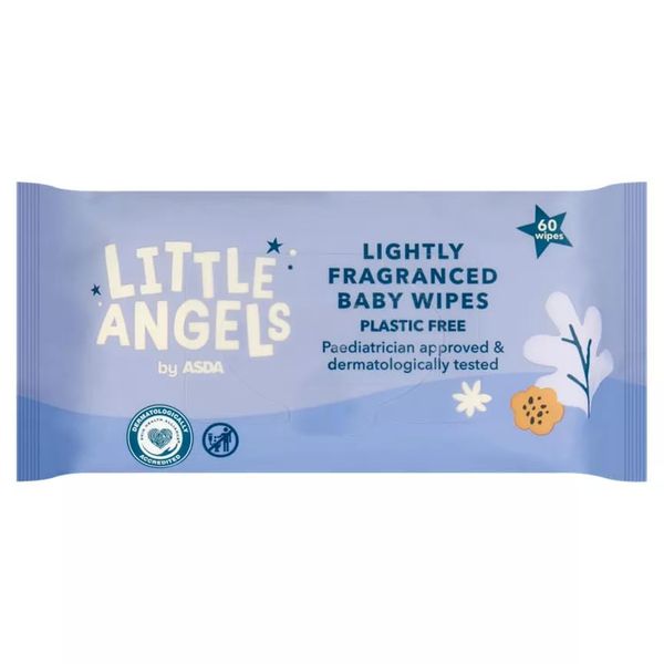 2x ASDA Little Angels Lightly Fragranced Plastic Free Wipes 60 Pack