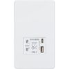 Knightsbridge Screwless Shaver Socket with Dual USB A+C (5V DC 2.4A Shared) - matt White