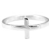 Dicksons Horizontal Cross Brushed Silver-Plated Inspirational Ring Size 6