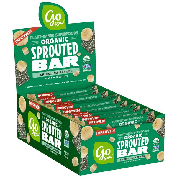 Go Raw Seed Bars, Spirulina Sesame | Gluten Free Snacks | Vegan | Organic | Paleo | Superfood (25 Large Bars)