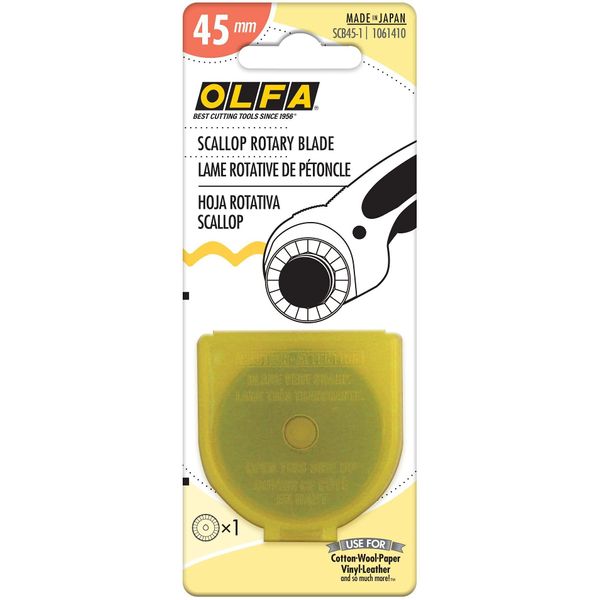 Olfa SCB45-1 Rotary Blade Refill, 45 mm Scallop 1/Pkg, Silver