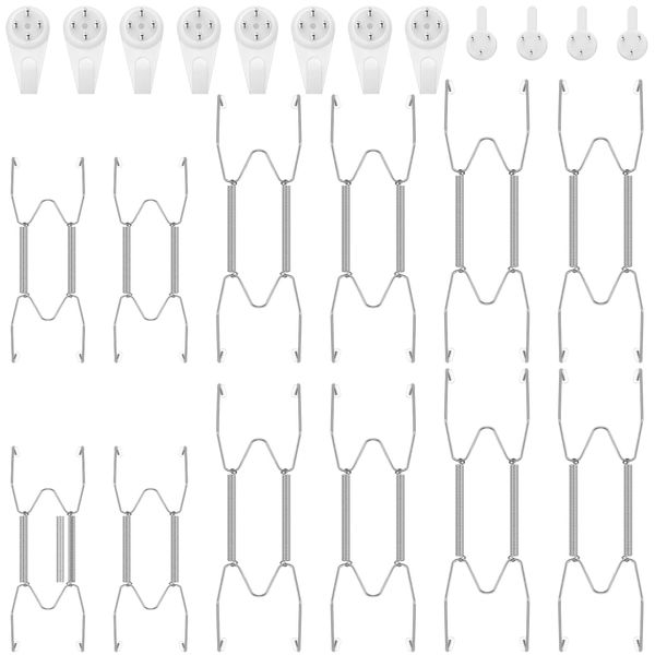 Hotop 12 Pieces Plate Hangers for Wall Plate Hangers Stainless Steel Wire Invisible Plate Hangers Heavy Duty Display Holders with 12 Pieces Wall Hooks for Decorative Plates (Silver, 6/8/10 Inch)