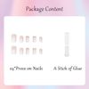 24 Pcs French False Nails - White Press on Nails - Full Cover False Nails Square Stick on Nails - French Short Square Acrylic False Nails with Glue for Women and Girls Nail Art