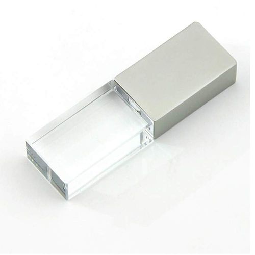 8GB USB 2.0 Flash Drive Crystal Glass Clear Blue LED Light Transparent Glass Cute Mini Memory Stick Gifts for Boy Girls Kids Adults Thumb Pen Pendrive Wedding Unique Novelty Cool Photography Gift